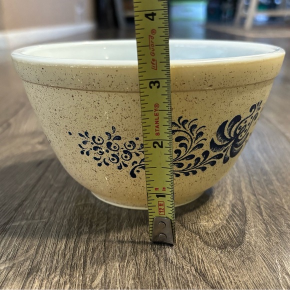 Vintage PYREX Homestead 1.5 Pint #401 MIXING BOWL Blue Speckled Beige Nesting - Picture 8 of 8
